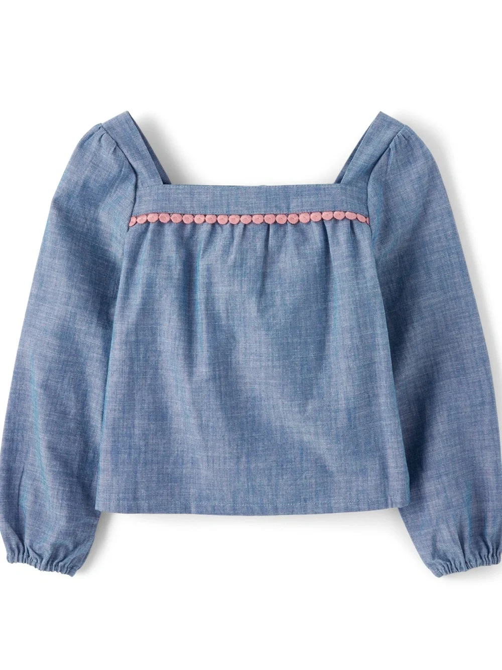 Gymboree Blue Chambray Dress with Pink Embroidery
